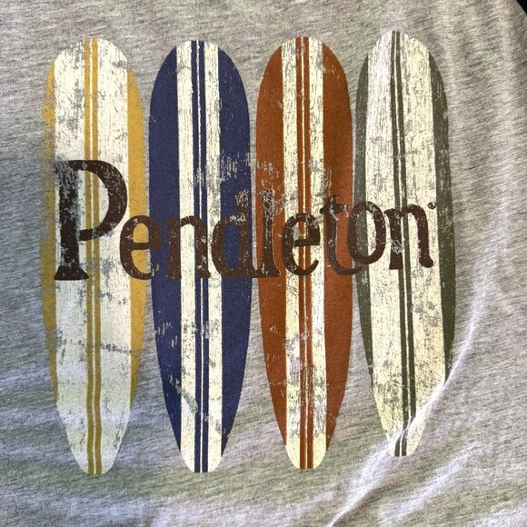 Pendleton Surfboard Print Gray & Black Baseball Shirt, 3/4 Sleeves, Size Large - Picture 3 of 8